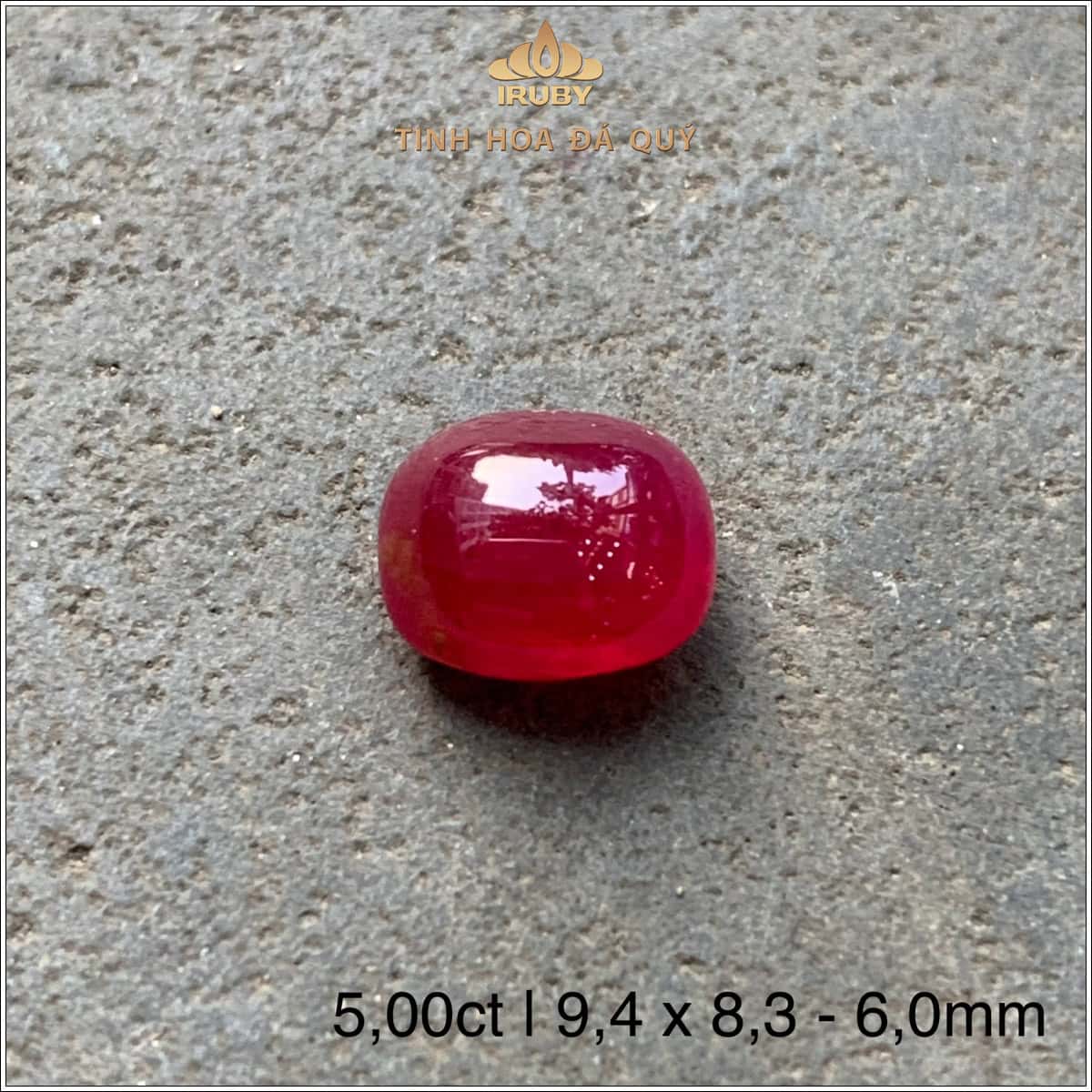 Đá Ruby cabochon đỏ huyết Lục Yên tự nhiên 100% 5,00ct - IRRF 2505500 Đá Ruby cabochon đỏ huyết Lục Yên tự nhiên 100% 5,00ct - IRRF 2505500