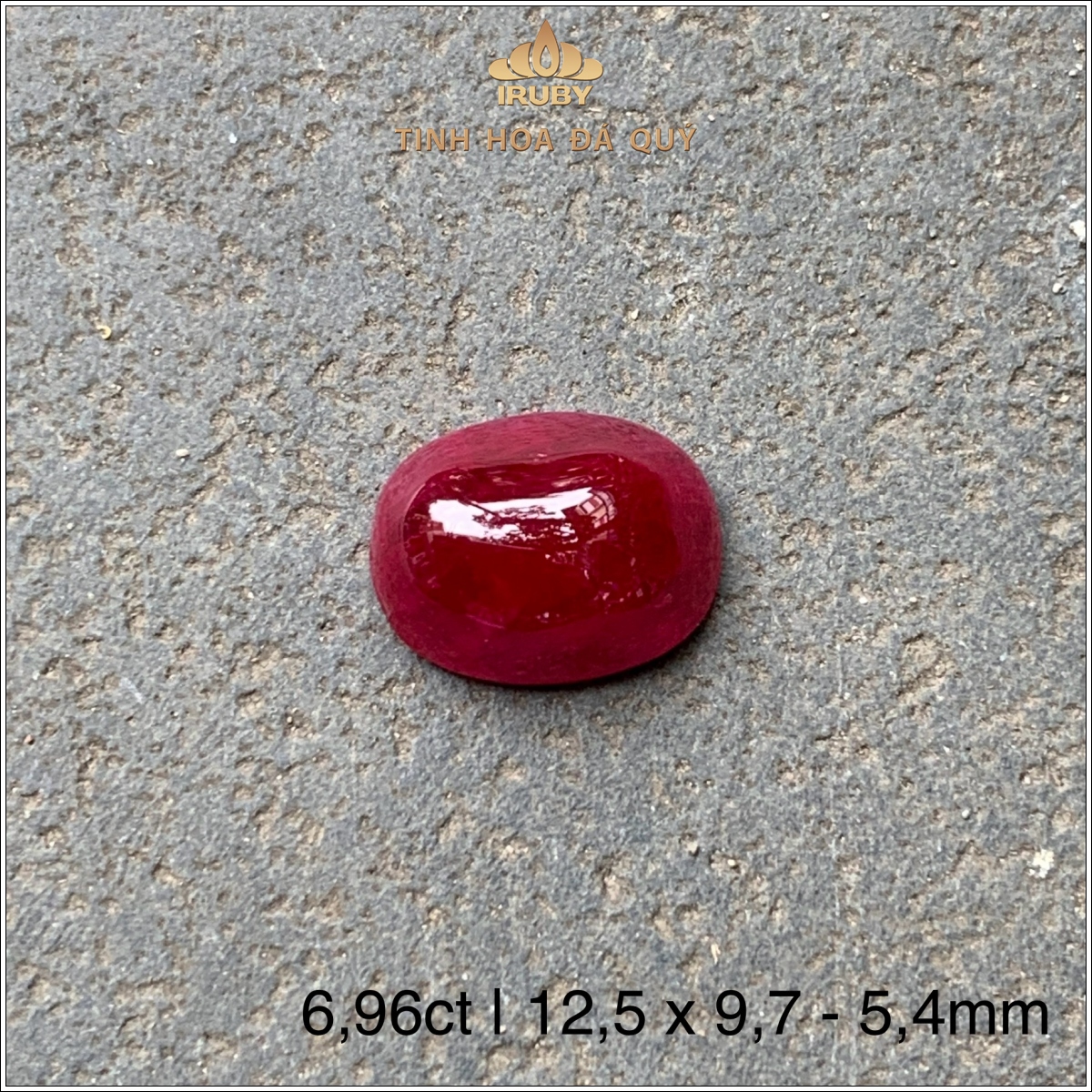 Đá Ruby cabochon đỏ huyết tự nhiên 100% 6,96ct - IRRC 2505696 Đá Ruby cabochon đỏ huyết tự nhiên 100% 6,96ct - IRRC 2505696
