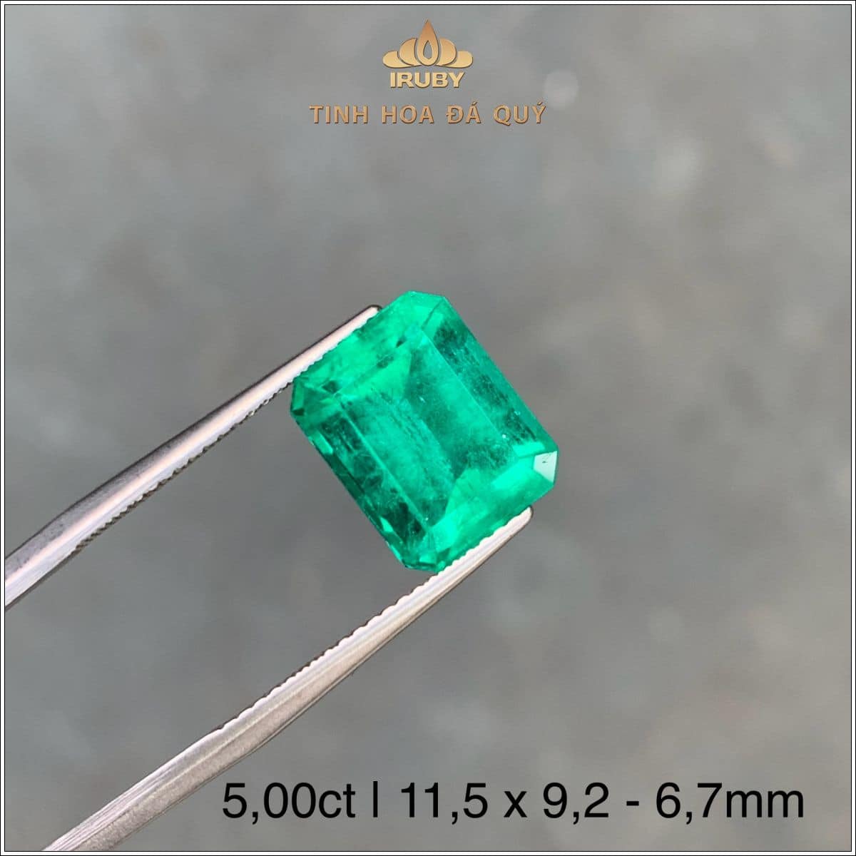 Đá Emerald xanh táo Colombia tự nhiên 5,00ct - IREM 2507500 Đá Emerald xanh táo Colombia tự nhiên 5,00ct - IREM 2507500