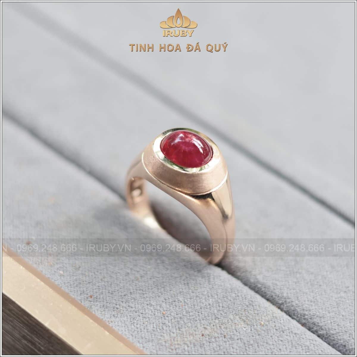 Nhẫn nam Ruby cabochon 3,11ct mẫu vintage - IRRC 257311 Nhẫn nam Ruby cabochon 3,11ct mẫu vintage - IRRC 257311